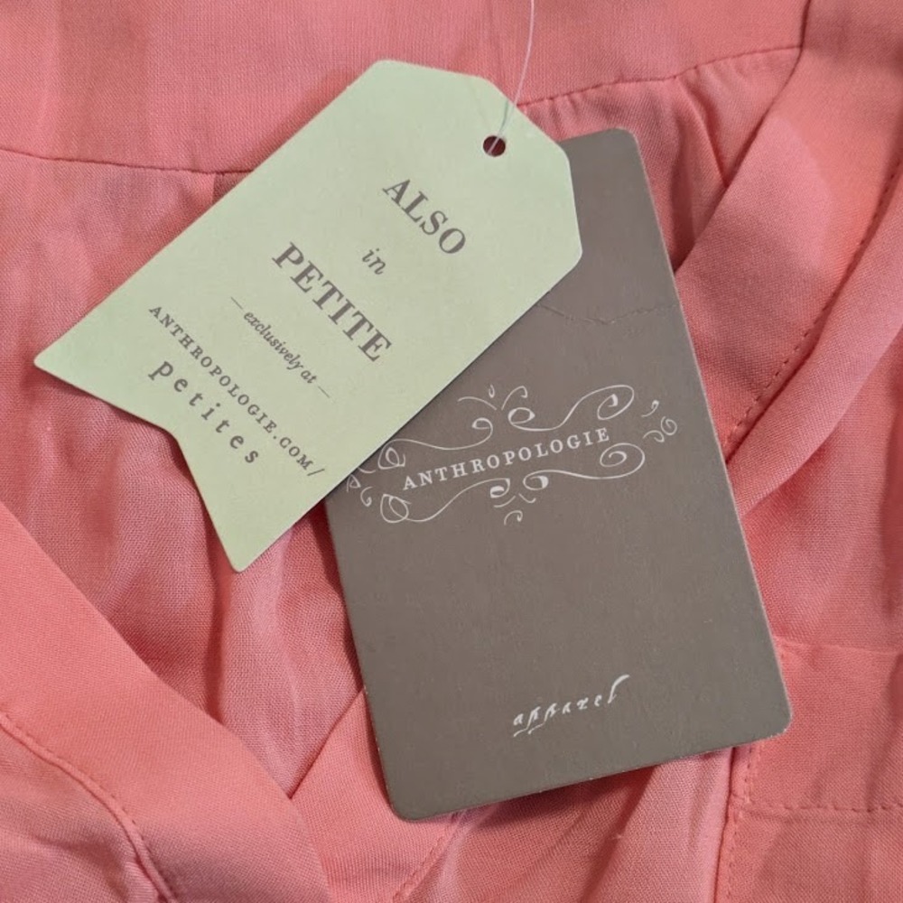 Anthropologie Maeve Peach LS Tunic Blouse Hanky Hem Henley Top NWT Size 6 - Picture 8 of 10